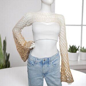 ✨ Handmade Crochet Shrug – Ombre Mesh Sleeves ✨